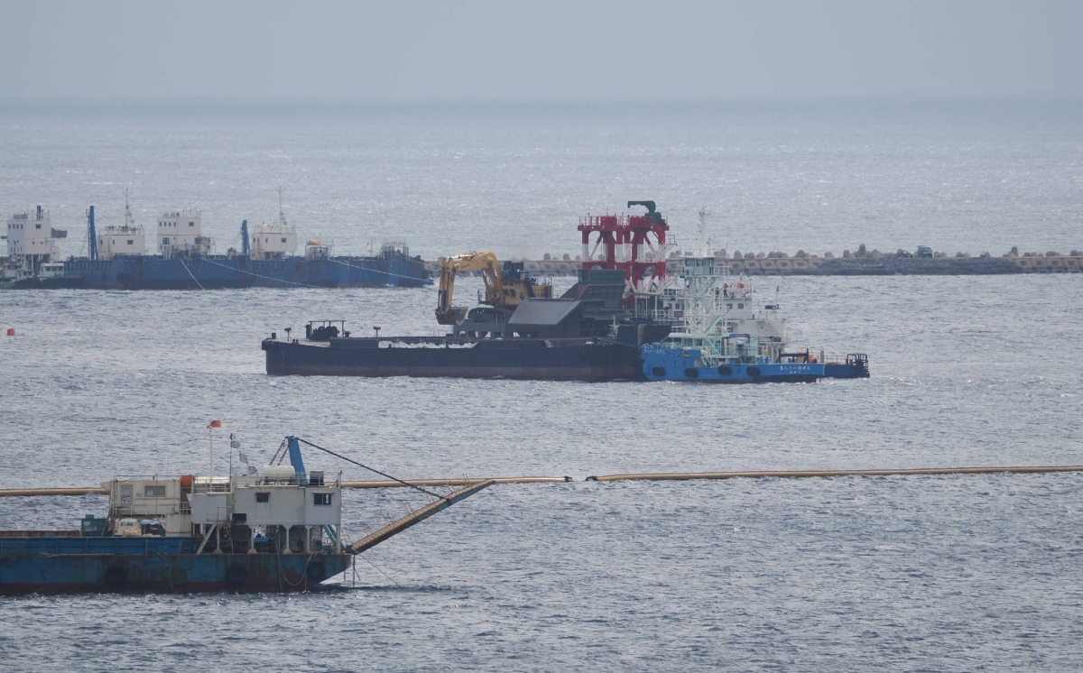Ground improvement work begins in Okinawa’s Henoko