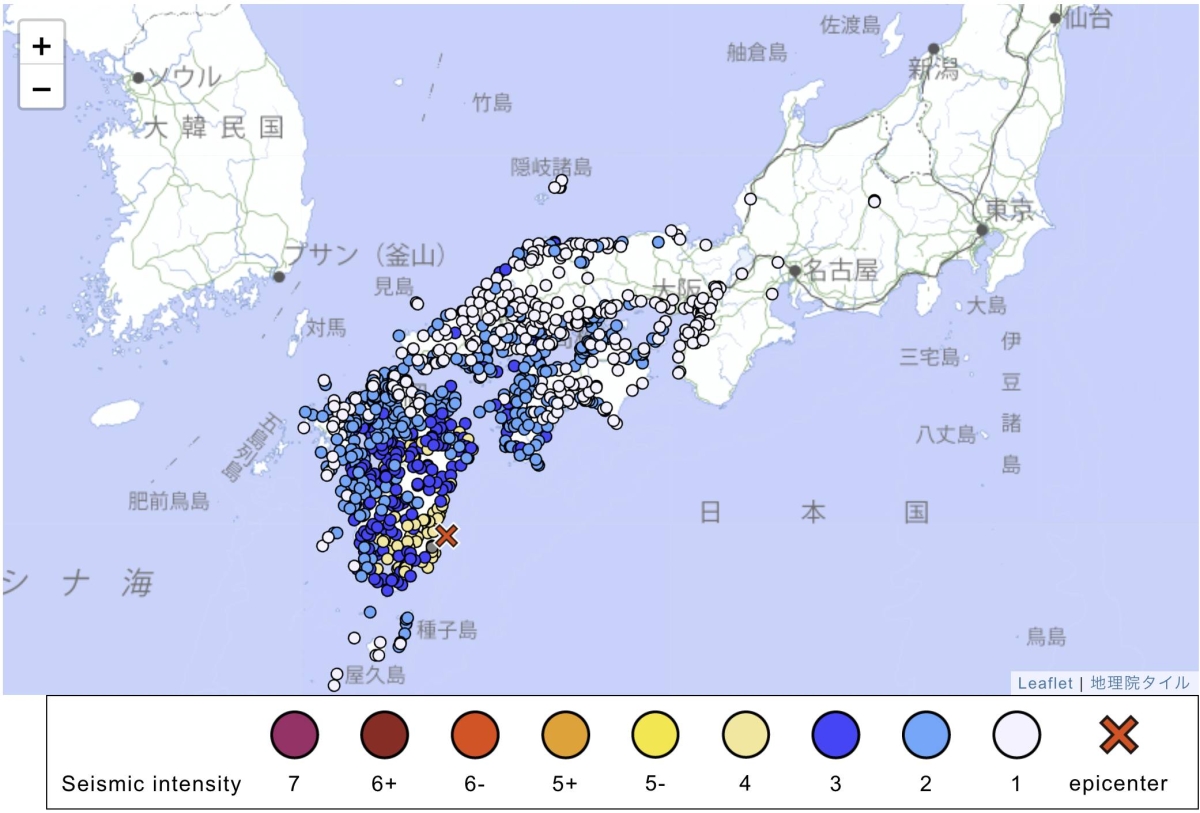 Strong quake strikes southwestern Japan