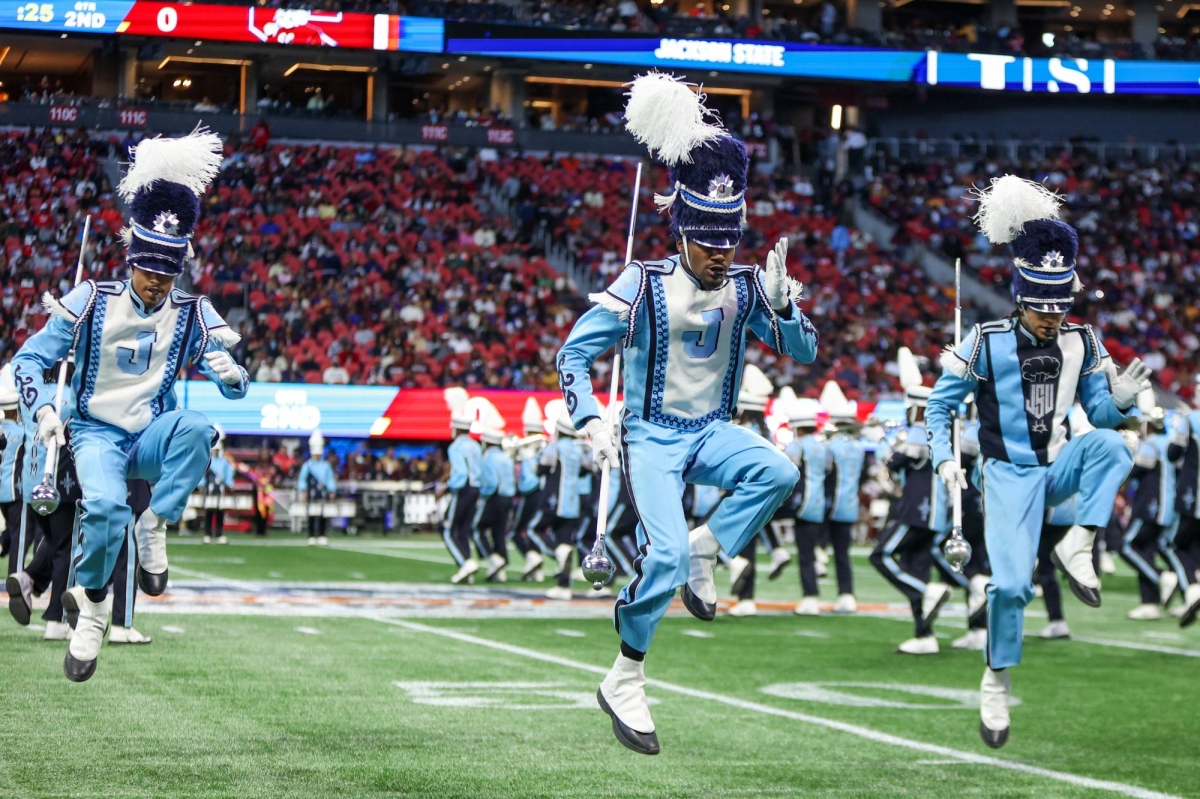 Dynamic Black marching bands are Super Bowl stalwarts