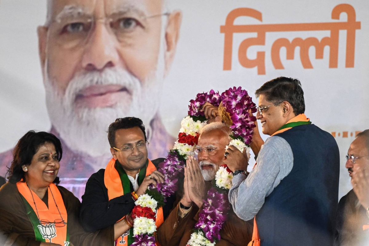 Indian PM’s party celebrates landslide win in New Delhi