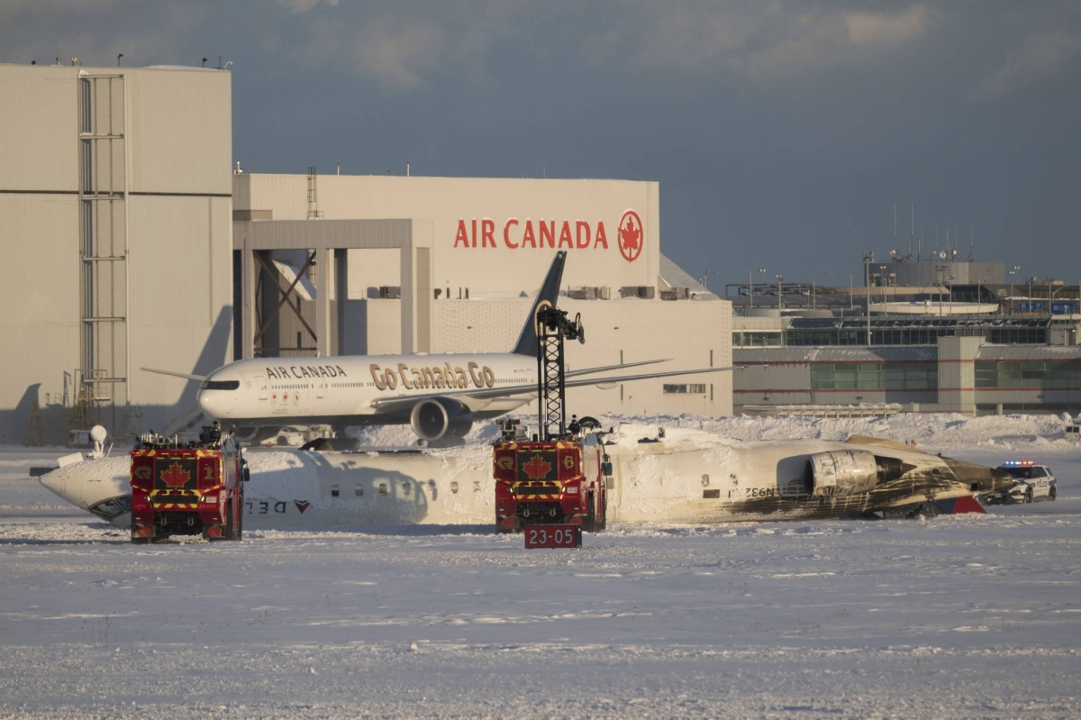 Delta plane flips upside down in Toronto crash, 15 wounded