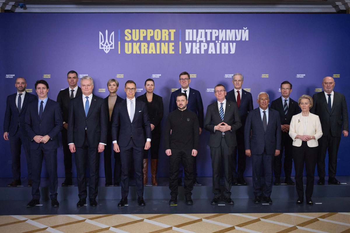 European leaders in Kyiv to mark three years of war, but top U.S. officials stay away
